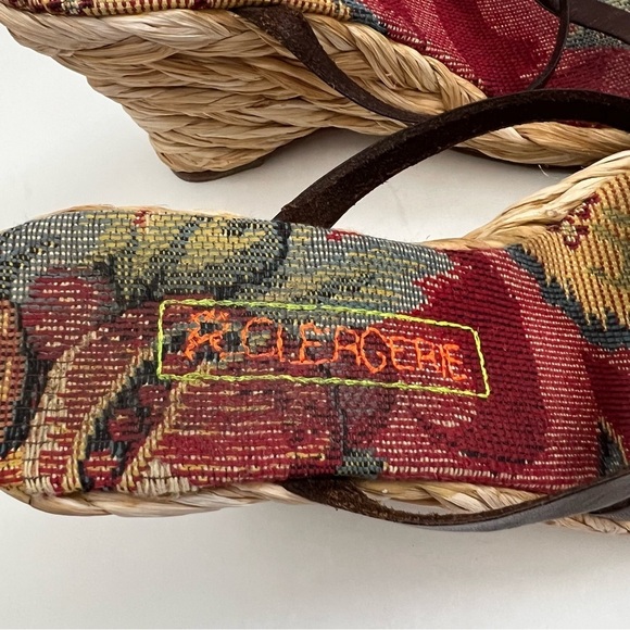 Robert Clergerie Brown Raffia Woven Wedge Heel Sandal - Picture 6 of 6